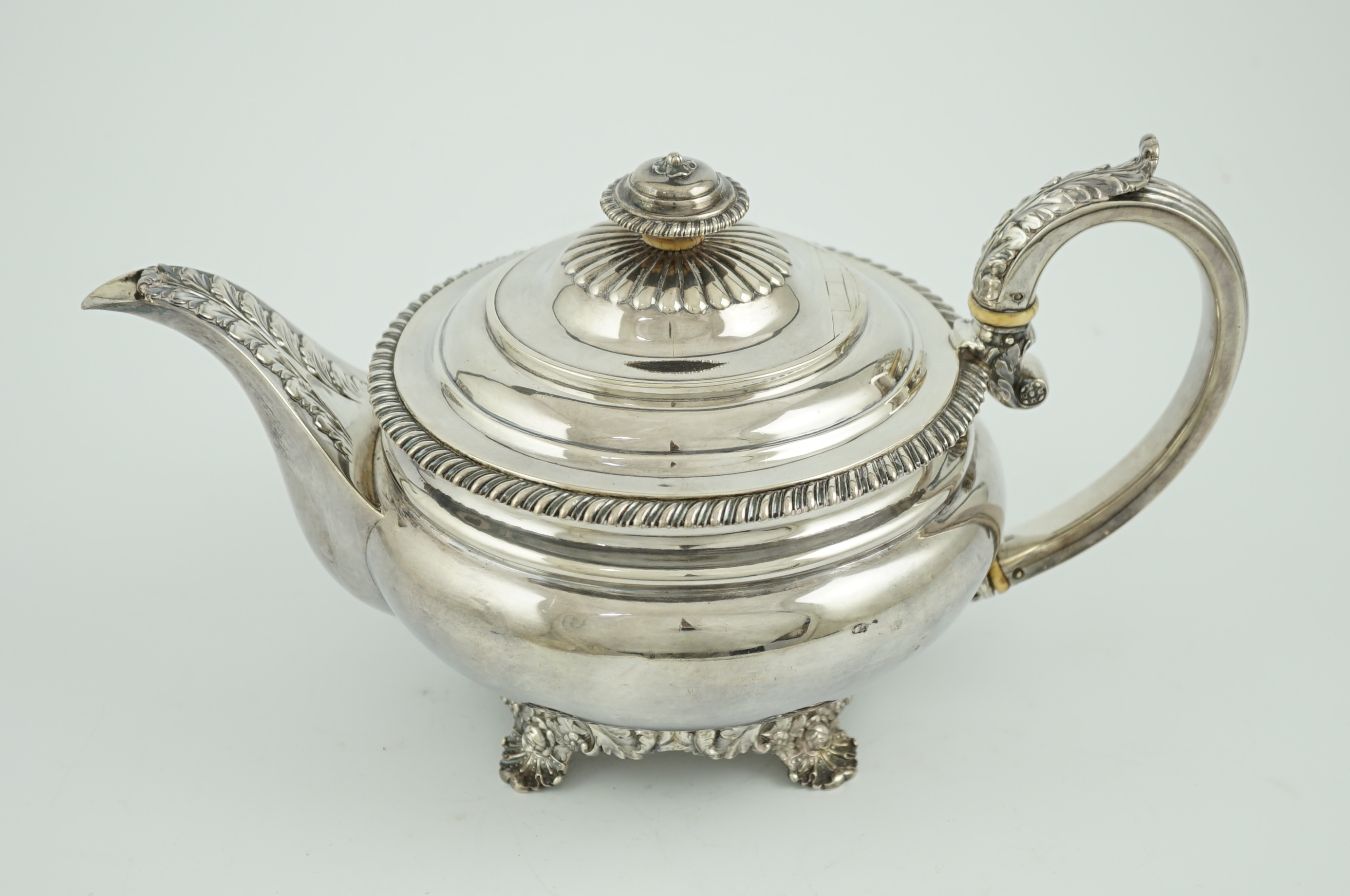 A George IV silver squat circular teapot, by Eames & Barnard, CITES Submission reference T3L2X894